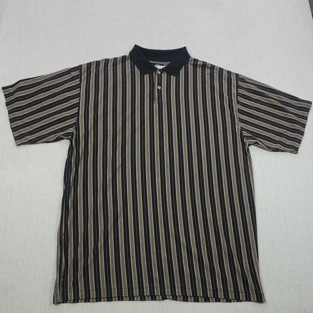 Jos J Oliver Polo Shirt Mens XL Striped Short Sleeve Retro 90s